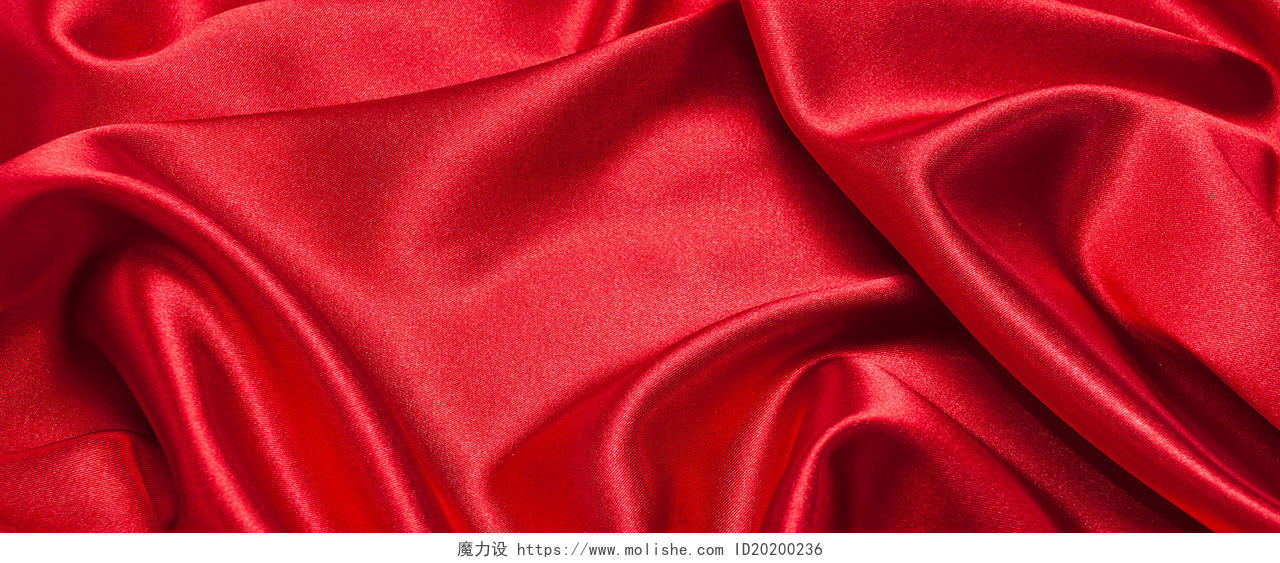 红色纯色丝绸绸缎布料底纹banner背景